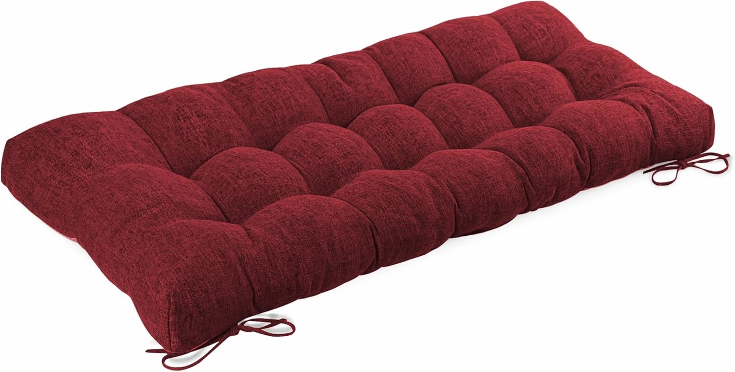 Bench Cushion for Indoor Furniture 48 x 19 inch Rectangle Bench Seat Cushion for Bay Window Entryway Bench Thick Textured Chair Cushion with Non-Slip Backing 1 Pack, Red