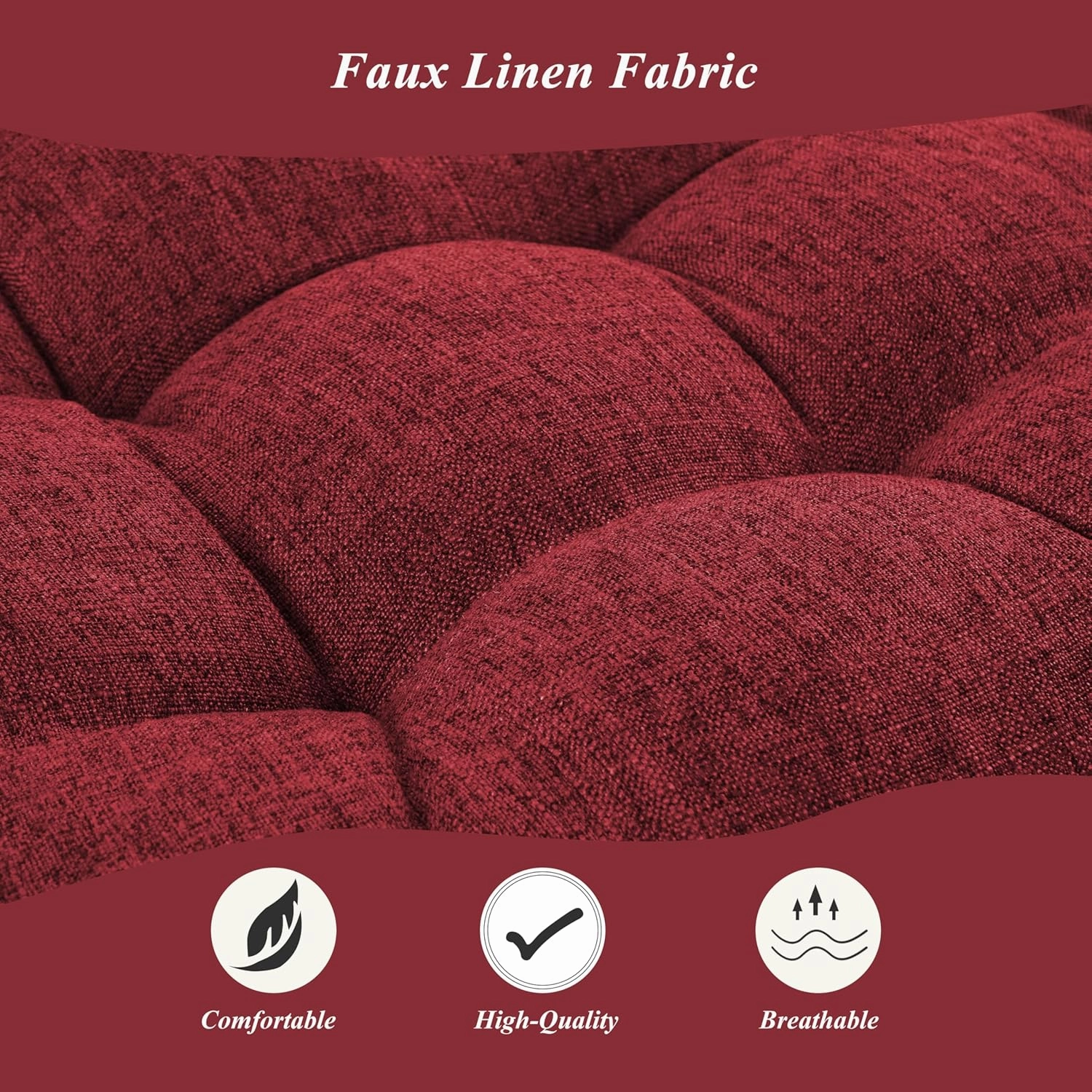 Bench Cushion for Indoor Furniture 48 x 19 inch Rectangle Bench Seat Cushion for Bay Window Entryway Bench Thick Textured Chair Cushion with Non-Slip Backing 1 Pack, Red