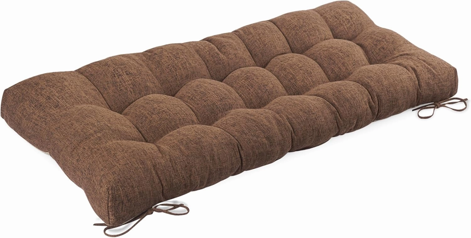 Bench Cushion for Indoor Furniture Rectangle Bench Seat Cushion for Bay Window Entryway Bench Thick Textured Chair Cushion with Non-Slip Backing 1 Pack 48 x 19 inch (1, Light Brown)