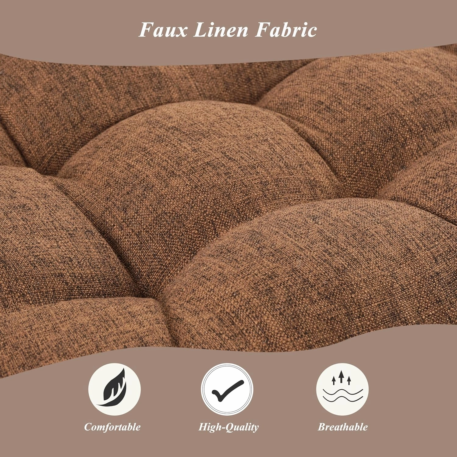 Bench Cushion for Indoor Furniture Rectangle Bench Seat Cushion for Bay Window Entryway Bench Thick Textured Chair Cushion with Non-Slip Backing 1 Pack 48 x 19 inch (1, Light Brown)