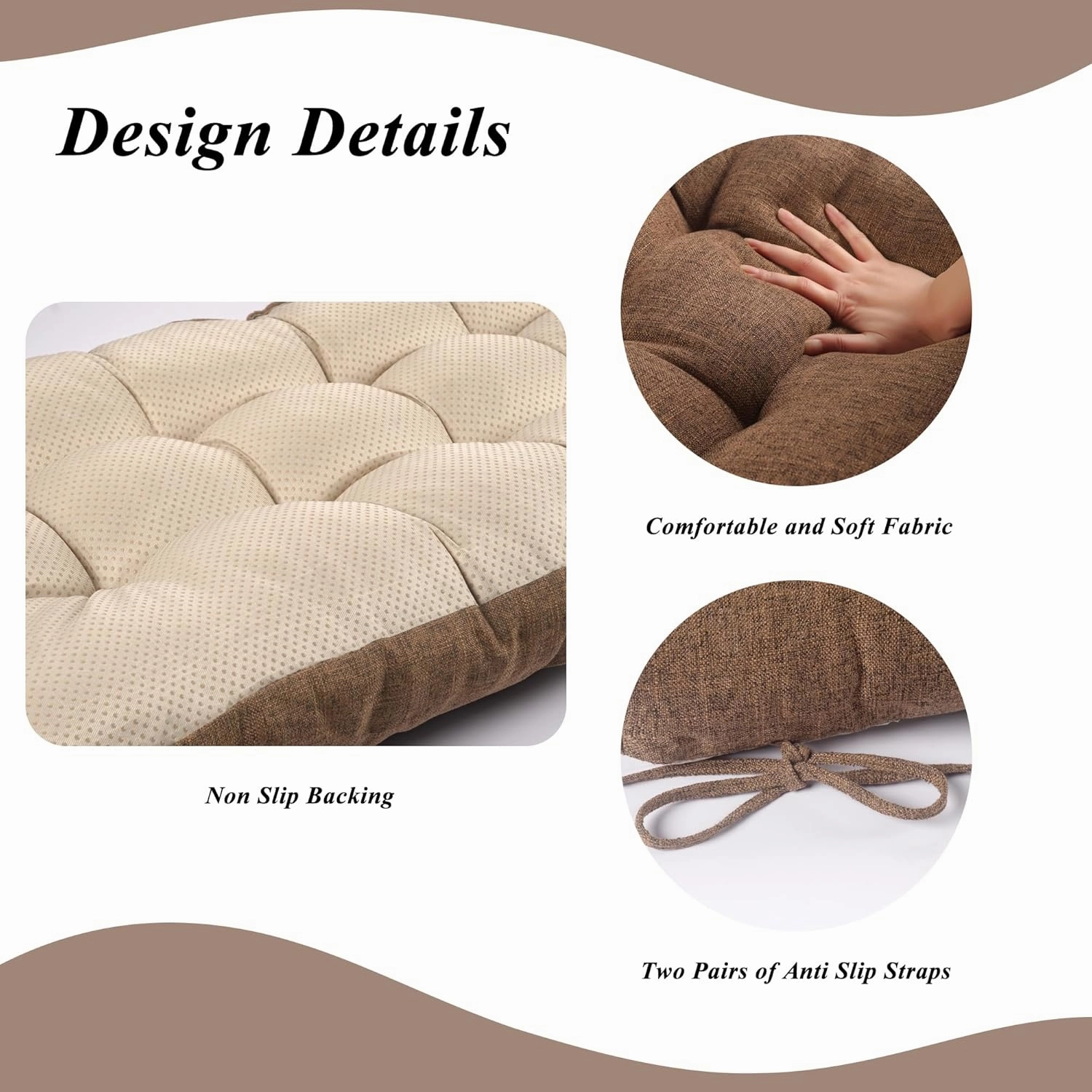 Bench Cushion for Indoor Furniture Rectangle Bench Seat Cushion for Bay Window Entryway Bench Thick Textured Chair Cushion with Non-Slip Backing 1 Pack 48 x 19 inch (1, Light Brown)