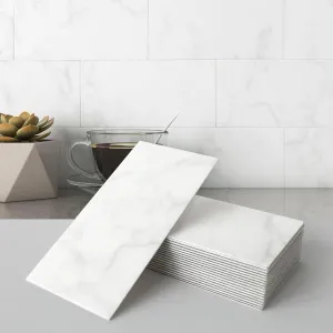 BeNice Matte Bathroom Backsplash Peel and Stick Subway Tile Stickers Waterproof,Stick on Backsplash for Kitchen Wall Individual Tiles 3.85INx7.79IN (Carrara White,23PCS)