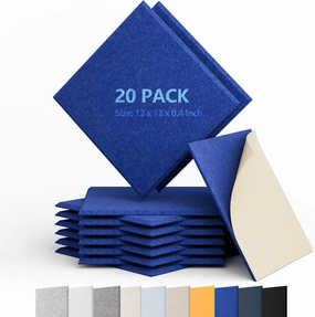 Berlai 20 Pack Acoustic Panels Self Adhesive Sound Proof Foam Panels, 12x12x0.4" High Density Sound Absorbing Panels, Square Acoustic Tiles for Recording Studio Home Theater Office Room(Advanced Blue)