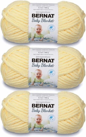 Bernat Baby Blanket Baby Yellow Yarn - 3 Pack of 100g/3.5oz - Polyester - 6 Super Bulky - 72 Yards - Knitting/Crochet