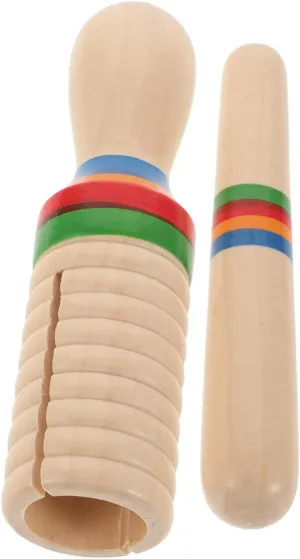 BESPORTBLE 1 Set Wooden Sound Tube Educational Percussion Instrument for Single Threaded Ring Design Mallet Included Fun Rhythm Learning Safe and Burlywood Finish