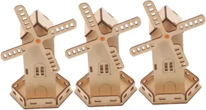BESPORTBLE 3pcs Solar Powered Wooden Windmill Kit DIY Assembly Educational for Stem Science Craft Model for Developing Motor Skills and Understanding Solar Energy