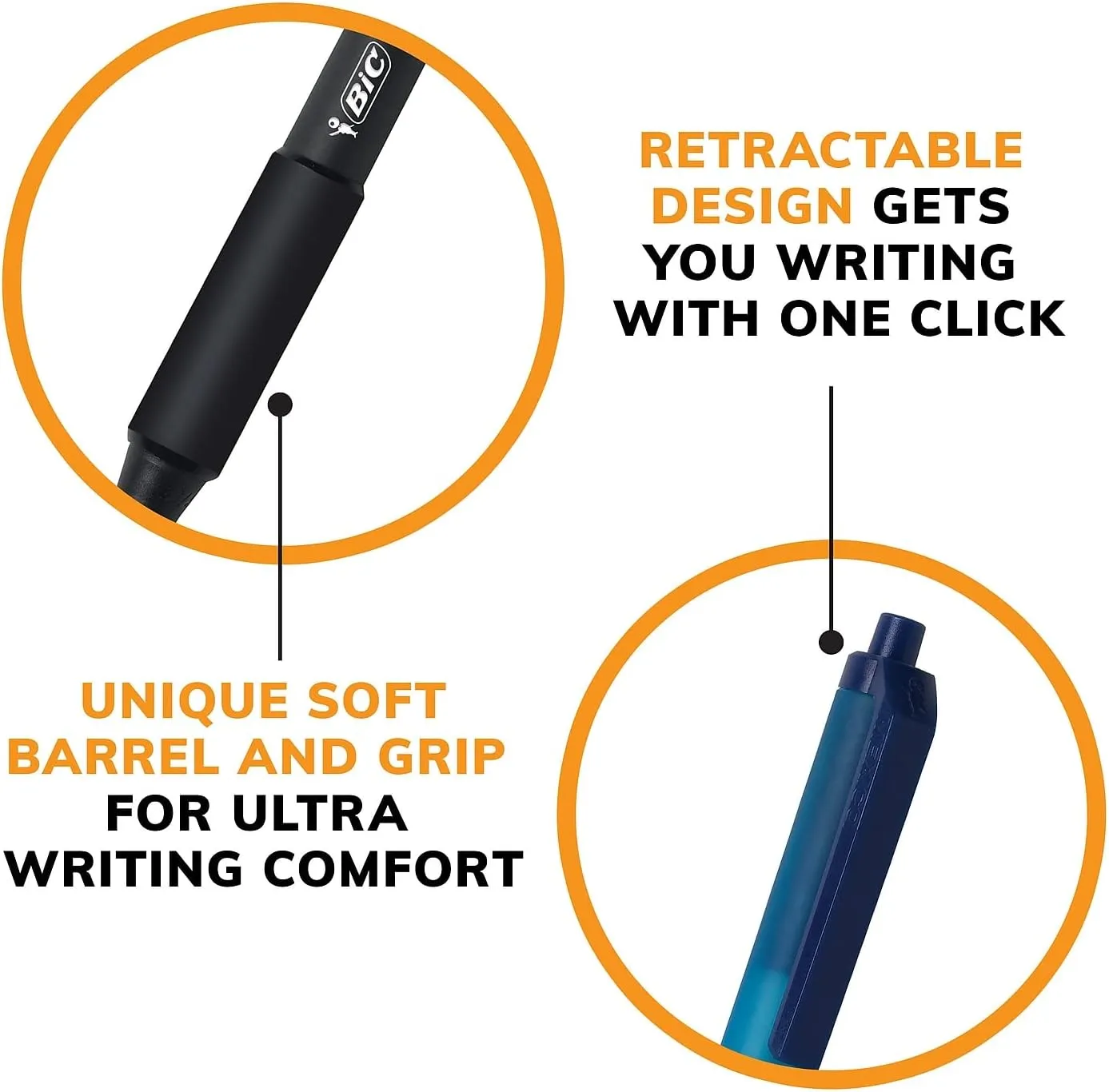 BIC Soft Feel Stick Pens With Special No-Slip Comfortable Grip, Medium Point (1.0 mm), Blue, 36-Count