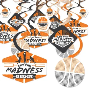 Big Dot of Happiness Basketball - Let The Madness Begin - College Basketball Party Hanging Decor - Party Decoration Swirls - Set of 40