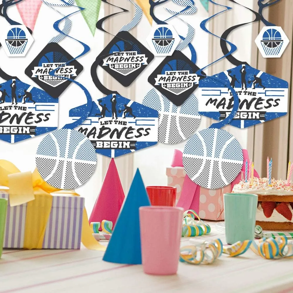 Big Dot of Happiness Blue Basketball - Let The Madness Begin - College Basketball Party Hanging Decor - Party Decoration Swirls - Set of 40