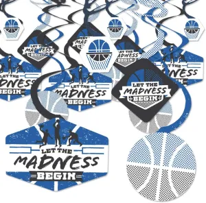 Big Dot of Happiness Blue Basketball - Let The Madness Begin - College Basketball Party Hanging Decor - Party Decoration Swirls - Set of 40
