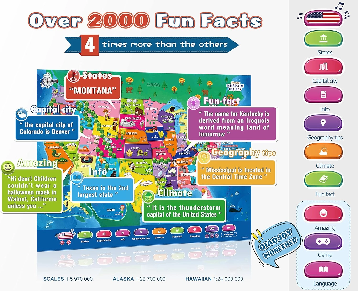 Bilingual Interactive for Kids Talking USA Map Solar System Poster for Kids Learning and Educational Toys,Talking Educational Toy for Ages 3 to 12 Years Old Girls/Boys,Learning Chart for Preschool