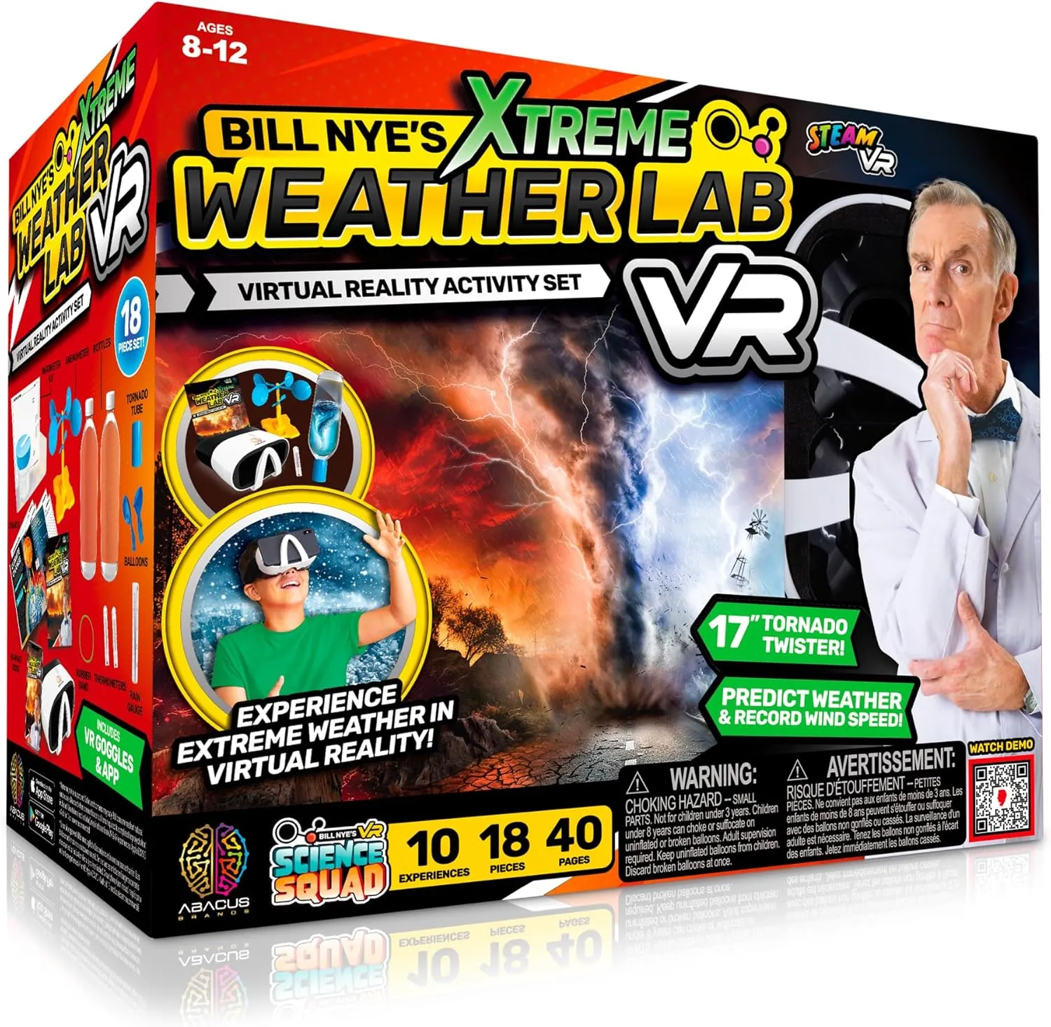 Bill Nye's Science Squad: Xtreme Weather Lab VR - Virtual Reality Kids Science Kit, Book and Interactive Learning Activity Set - for Ages 8 and Up