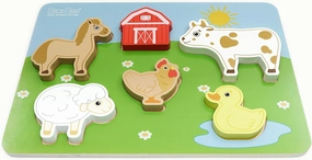 Bimi Boo Wooden Farm Animal Puzzles for Toddlers - Farm Themed Wooden Toy with 6 Durable Chunky Pieces, Ideal Gift for Children