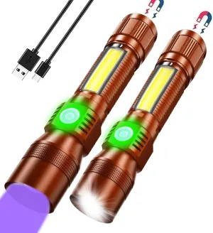 Black Light UV Flashlight Rechargeable, 3in1 Super Bright Tactical Flashlights LED UV Black Light &Redlight, 1500Lumen 7Modes, Zoomable, Waterproof Pocket Flashlight for Pet Stains Detection,Camping
