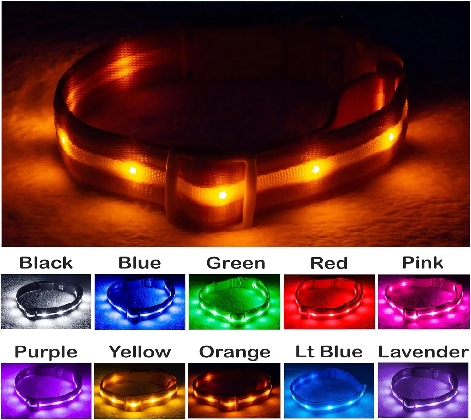 Blazin Light Up Dog Collar - The Original LED Dog Collar - USB Rechargeable - Waterproof - 1,000 Feet of Visibility - Dog Collar Light for Small, Medium, Large Dogs - USA Brand