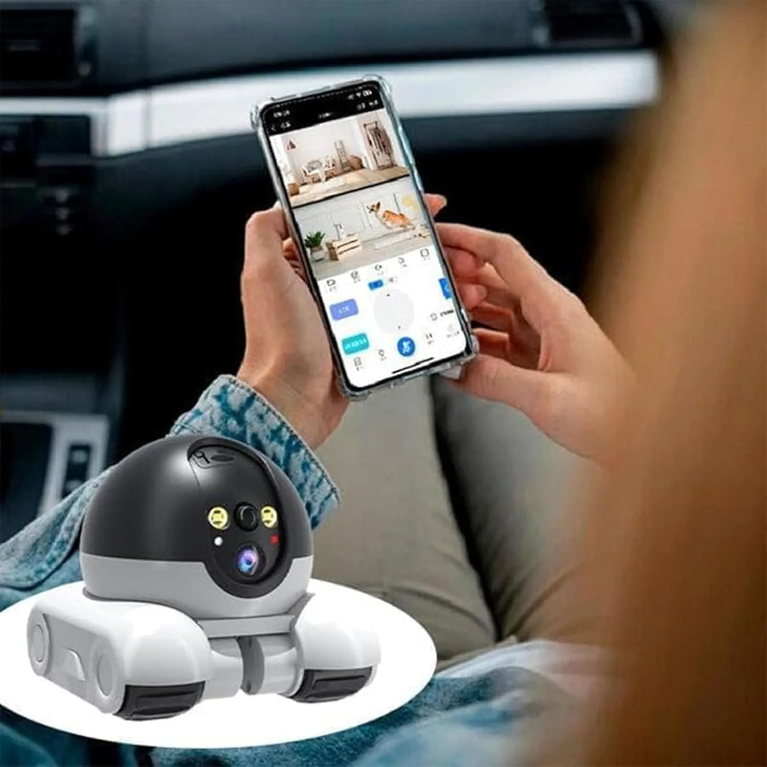 Blinky Bot Camera Robot, Blinky Bot Camera, Robot Cameras on Wheels, 360° View Rolling CameraRobot, 1080p HD Wi-Fi Robot PetCamera with App Control, 2 Way Audio, Night Vision (WiFi,64G)