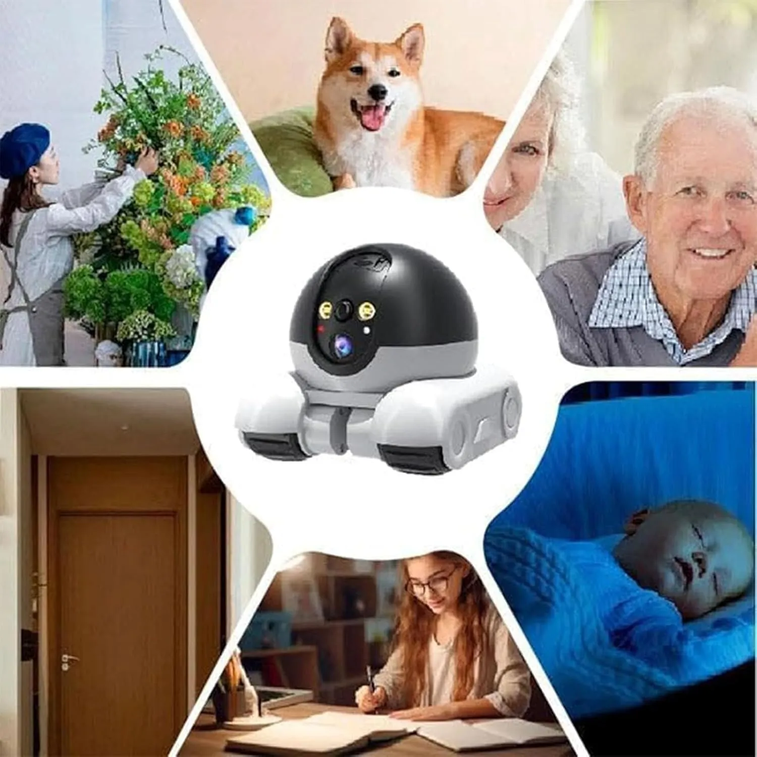 Blinky Bot Camera Robot, Blinky Bot Camera, Robot Cameras on Wheels, 360° View Rolling CameraRobot, 1080p HD Wi-Fi Robot PetCamera with App Control, 2 Way Audio, Night Vision (WiFi,64G)