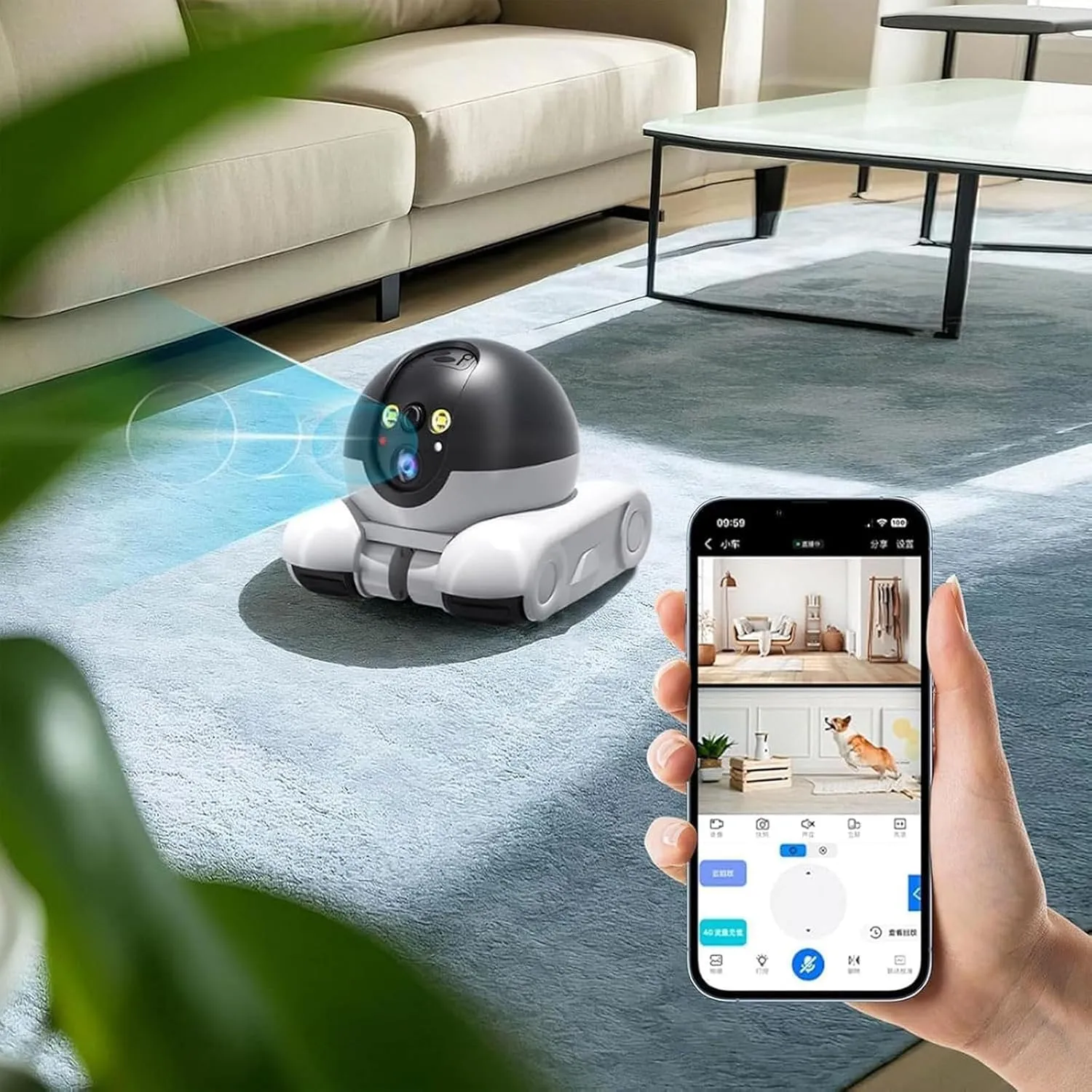 Blinky Bot Camera Robot, Blinky Bot Camera, Robot Cameras on Wheels, 360° View Rolling CameraRobot, 1080p HD Wi-Fi Robot PetCamera with App Control, 2 Way Audio, Night Vision (WiFi,64G)