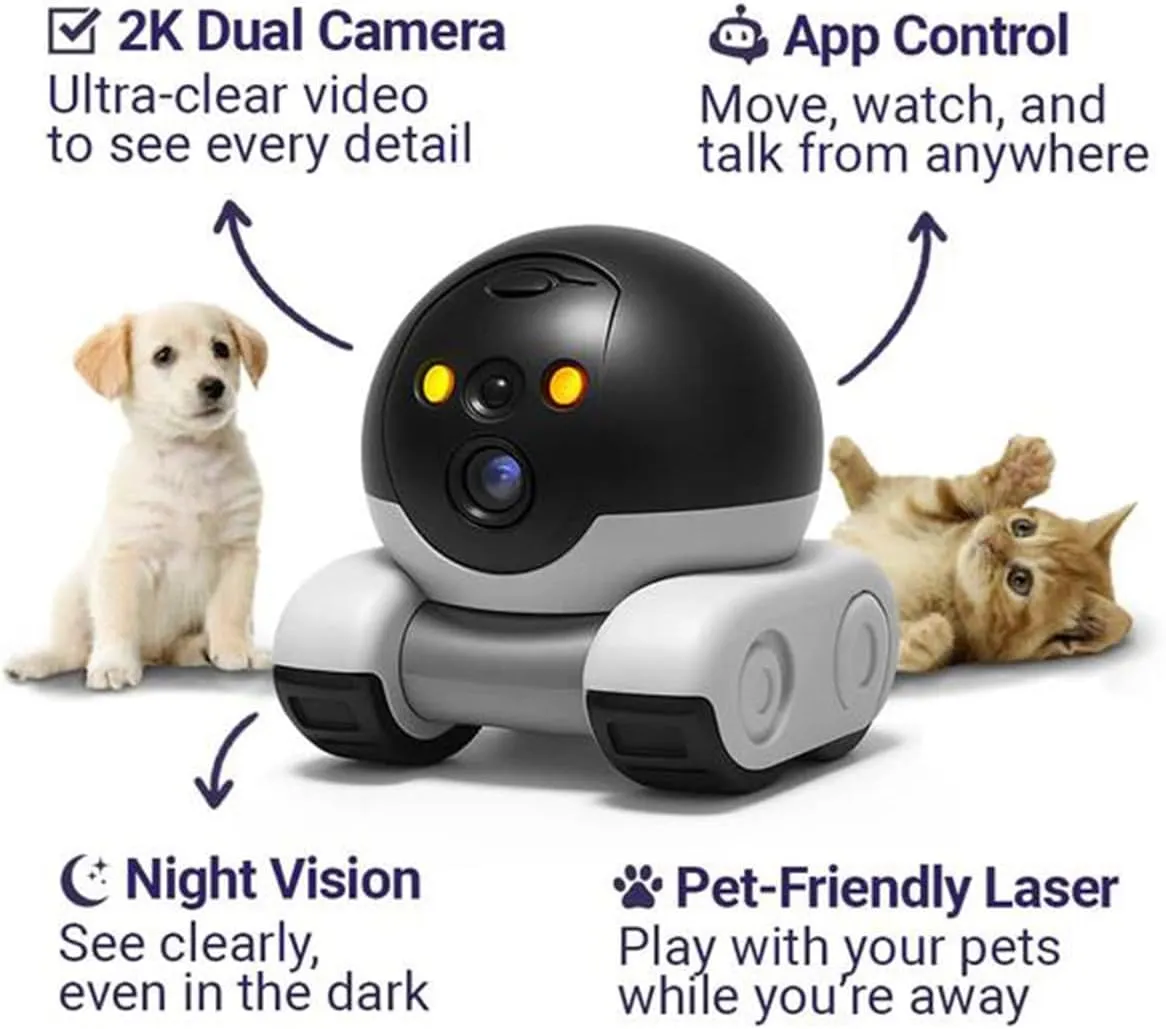 Blinky Bot Camera, The Blinky Bot, Mini Robot Camera on Wheels, 1080p Dual Lens Robot Pet Cameras - Full Control from Anywhere, Talk & Laugh in Real Time, Record Moments Instantly (4G)