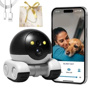 Blinky Bot Camera, The Blinky Bot, Mini Robot Camera on Wheels, 1080p Dual Lens Robot Pet Cameras - Full Control from Anywhere, Talk & Laugh in Real Time, Record Moments Instantly (4G)