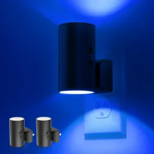 Blue Night Light, LOHAS Bluey Light Plug into Wall, Dusk to Dawn Sensor, 0-100LM, Adjustable Brightness, Calm Dimmable Lights for Bathroom, Hallway, Bedroom, 2 Pack