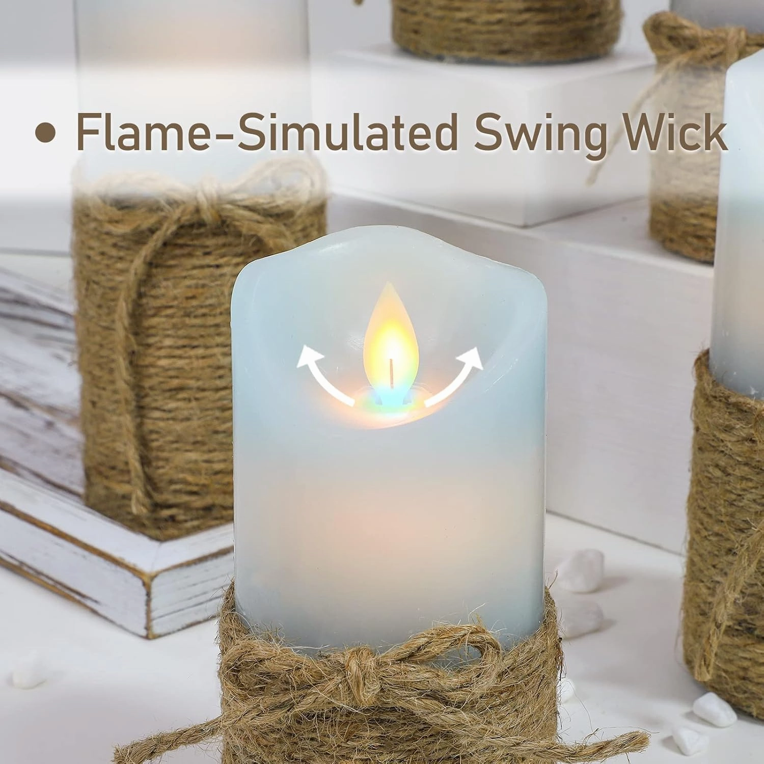 Blue Flameless Candles, Set of 5 Battery Operated LED Pillar Candles with Timer, Real Wax Candle Set with Remote for Home Bedroom Décor
