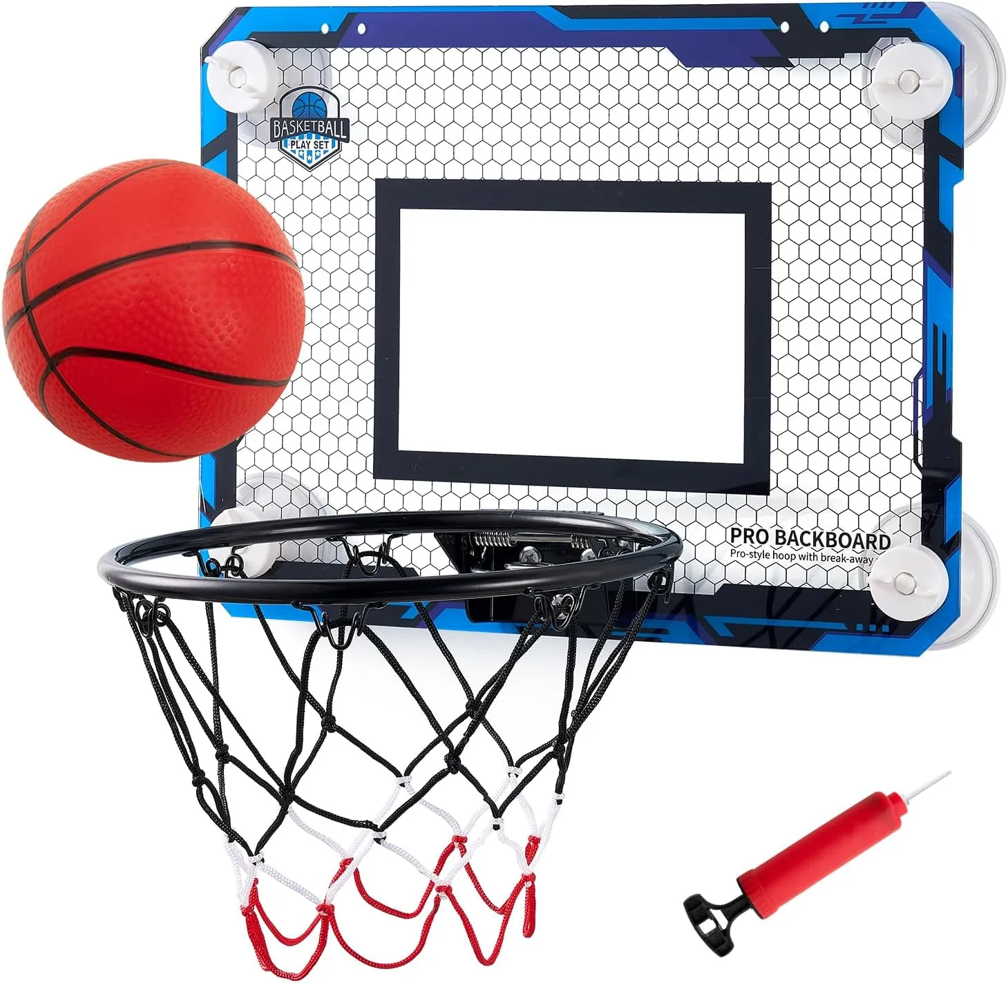 BOHEN Indoor Mini Basketball Hoops with Powerful Suction Cup, Stick to Windows, Wooden Doors, Smooth Walls - Basketball Backboard Toy Indoor Bedroom Office for Kids Teens Adults