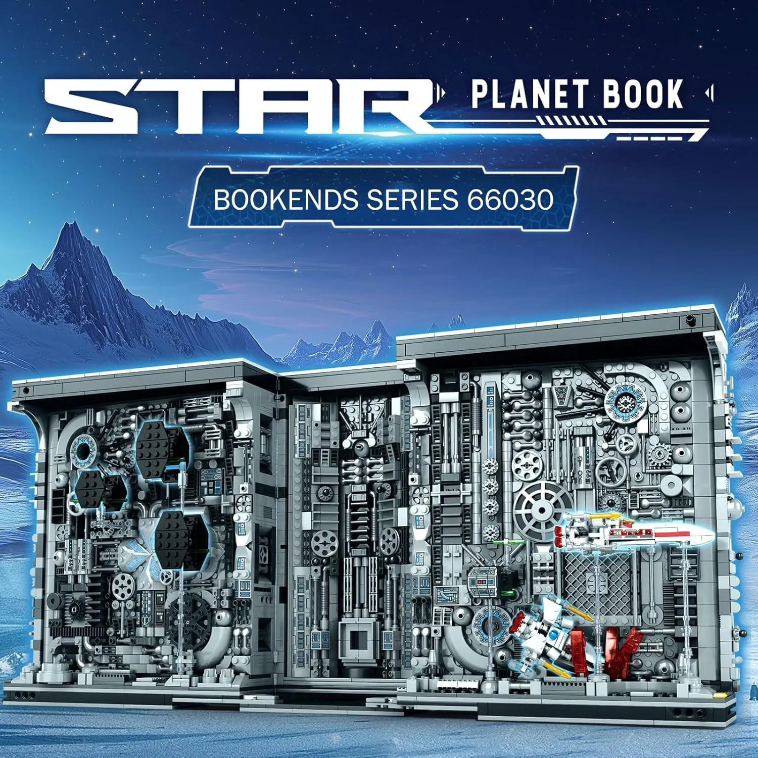 Bookend Building Set with Light, Star Planet Book Nook Building Kit 66030, Bookshelf Home Decor, 2879 PCS Booknook Model Toy Kit, Gift for Boys Girls 14  and Adults