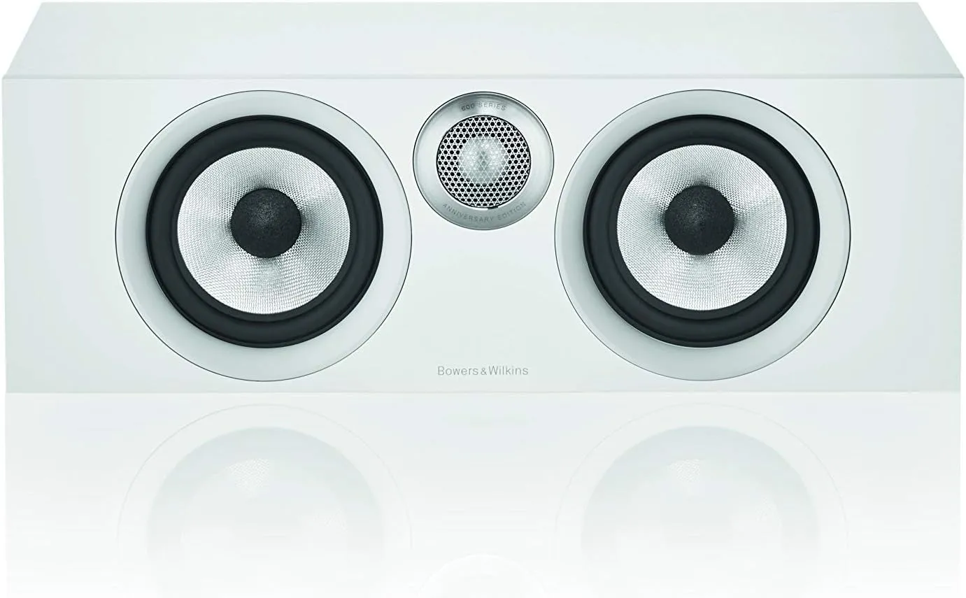 Bowers & Wilkins HTM6 S2 Center Channel Speaker - Anniversary Edition Loudspeaker, Twin Continuum Cone Bass/Midrange Drivers with Flowport Technology, Decoupled Double Dome Aluminum Tweeter, White