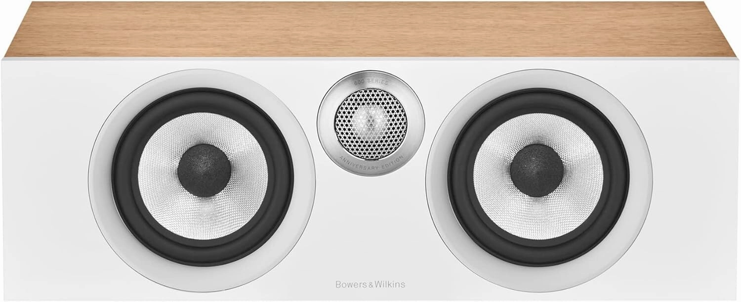 Bowers & Wilkins HTM6 S2 Center Channel Speaker - Anniversary Edition Loudspeaker, Twin Continuum Cone Bass/Midrange Drivers with Flowport Technology, Decoupled Double Dome Aluminum Tweeter, Oak