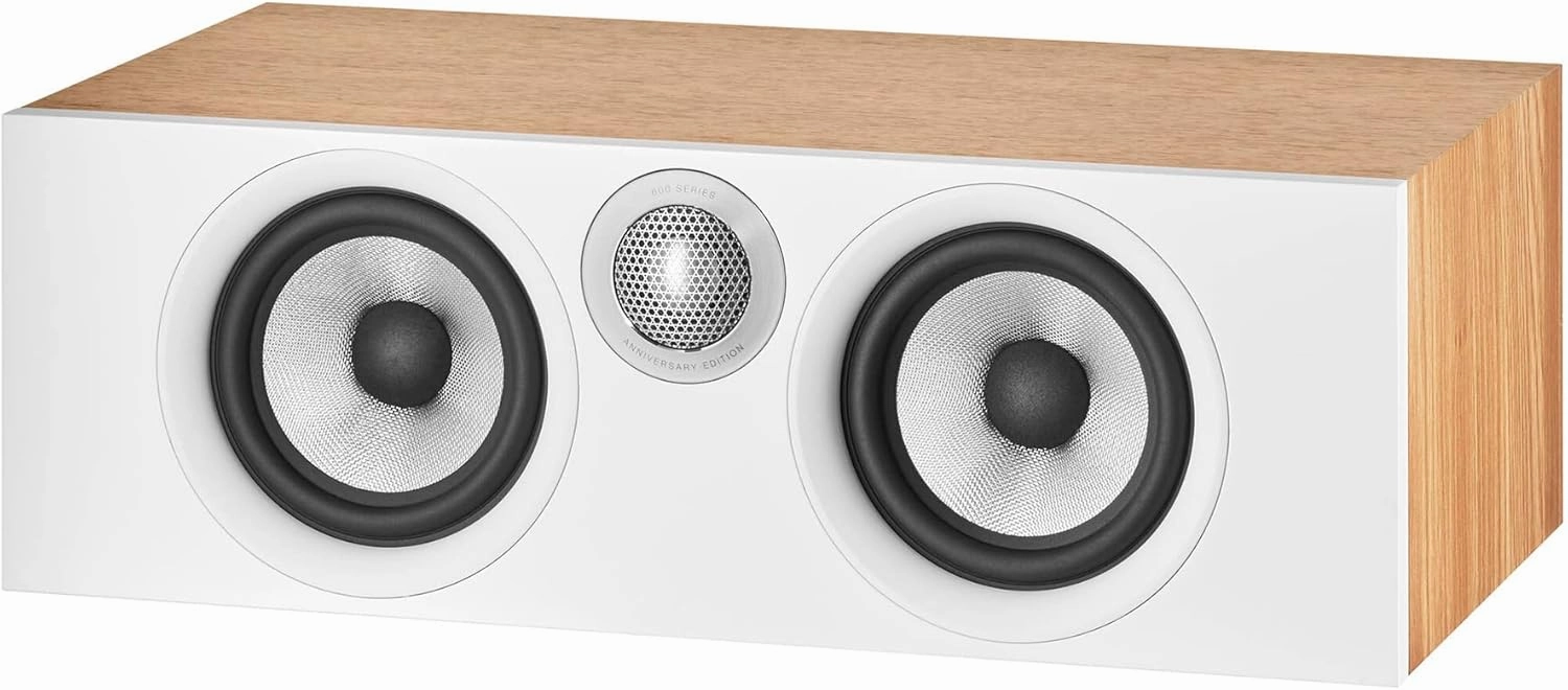 Bowers & Wilkins HTM6 S2 Center Channel Speaker - Anniversary Edition Loudspeaker, Twin Continuum Cone Bass/Midrange Drivers with Flowport Technology, Decoupled Double Dome Aluminum Tweeter, Oak