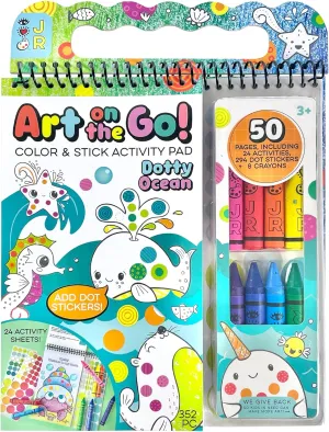 Bright Stripes Travel Coloring Kit for Kids: Art On the Go Coloring Books and Crayons, Sticker Activity Book - Mess-Free Collage Fun for Ages 3  (Art On The Go, Going Dotty Ocean)