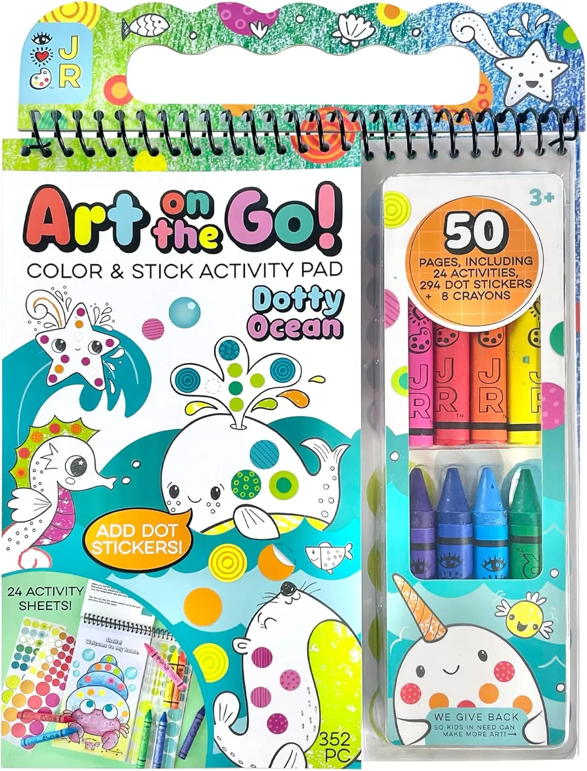 Bright Stripes Travel Coloring Kit for Kids: Art On the Go Coloring Books and Crayons, Sticker Activity Book - Mess-Free Collage Fun for Ages 3  (Art On The Go, Going Dotty Ocean)