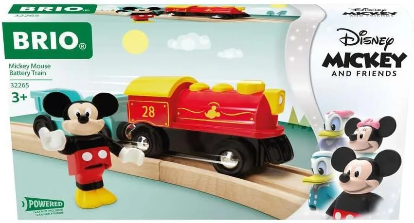 Brio 32265 Disney Mickey Mouse Battery Train - Exclusive Wooden Toy Train Set | Perfect for Kids Age 3 & Up | Enhances Motor Skills | Compatible with All Brio Tracks