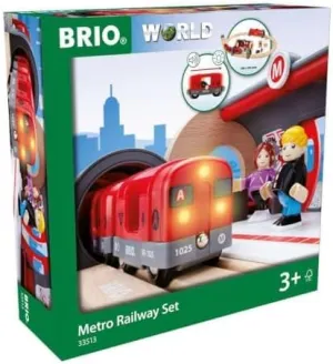 Brio 33513 20 Piece Metro Railway Set with Battery Powered Train and 50 Piece 33772 Special Track Pack