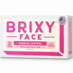 BRIXY Blemish Control Facial Cleansing Bar – Salicylic Acid Unclogs Pores And Balances Natural Oils, Ceramides and Niacinamide Promote Heathy Skin Barrier, pH Balanced, Soap Free, Vegan