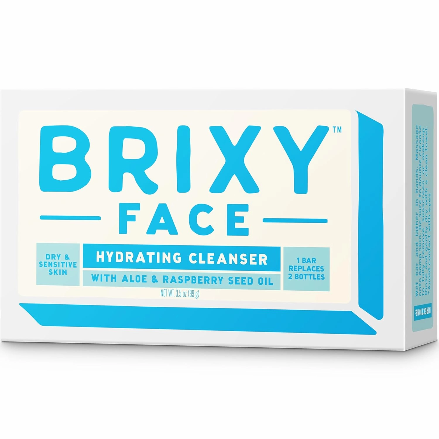 BRIXY Hydrating Facial Cleansing Bar For Dry Skin – Aloe and Raspberry Seed Oil To Soothe And Moisturize, Ceramide & Niacinamide Support A Heathy Skin Barrier, Soap Free & pH Balanced