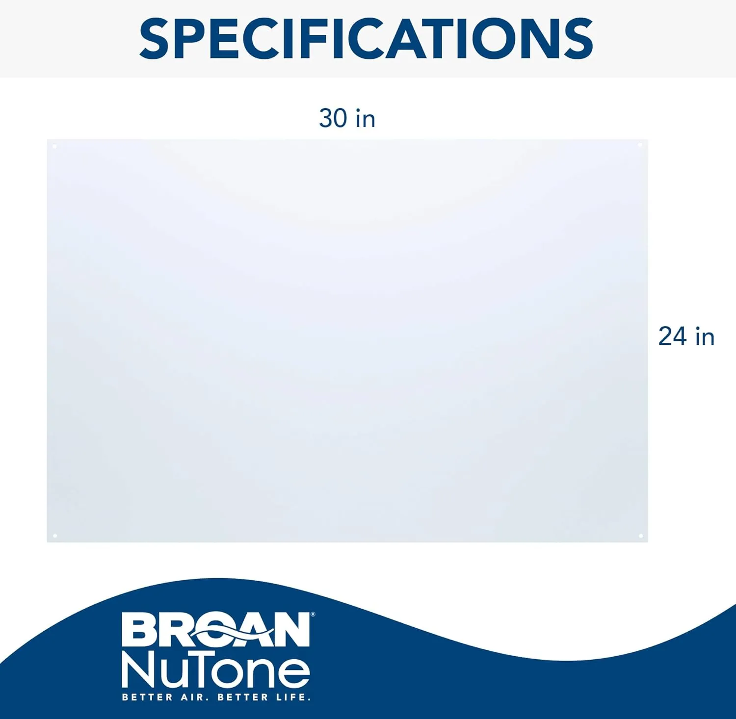 Broan-NuTone SP300224 Reversible Backsplash Splatter Guard and Cooking Shield, Range Hood Accessories to Keep Kitchen Clean, 30"x24", White/Black