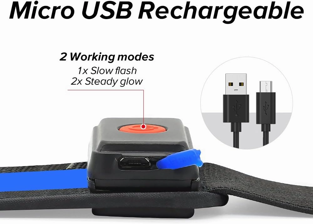 BSEEN LED Running Waist Belt - USB Rechargeable Reflective Glowing LED Waistband, Flashing Safety Light Belt for Runners, Joggers, Walkers, Pet Owners, Cyclists