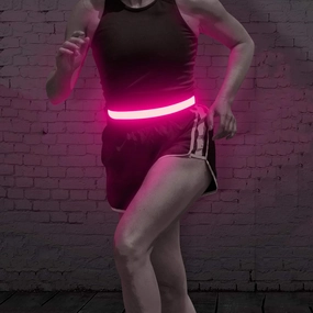 BSEEN LED Running Waist Belt - USB Rechargeable Reflective Glowing LED Waistband, Flashing Safety Light Belt for Runners, Joggers, Walkers, Pet Owners, Cyclists