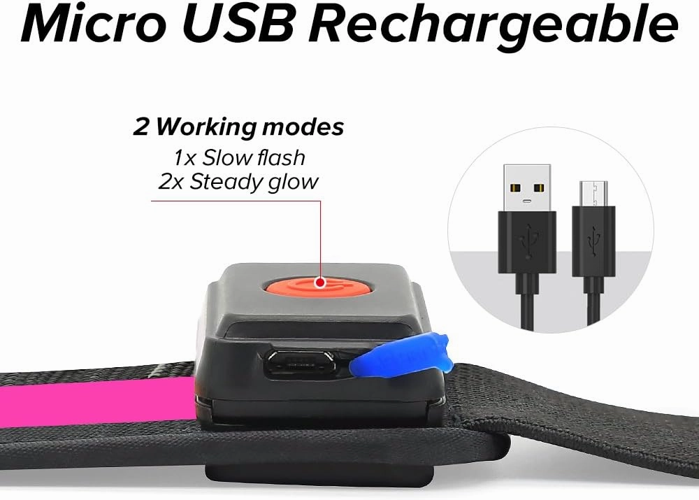 BSEEN LED Running Waist Belt - USB Rechargeable Reflective Glowing LED Waistband, Flashing Safety Light Belt for Runners, Joggers, Walkers, Pet Owners, Cyclists