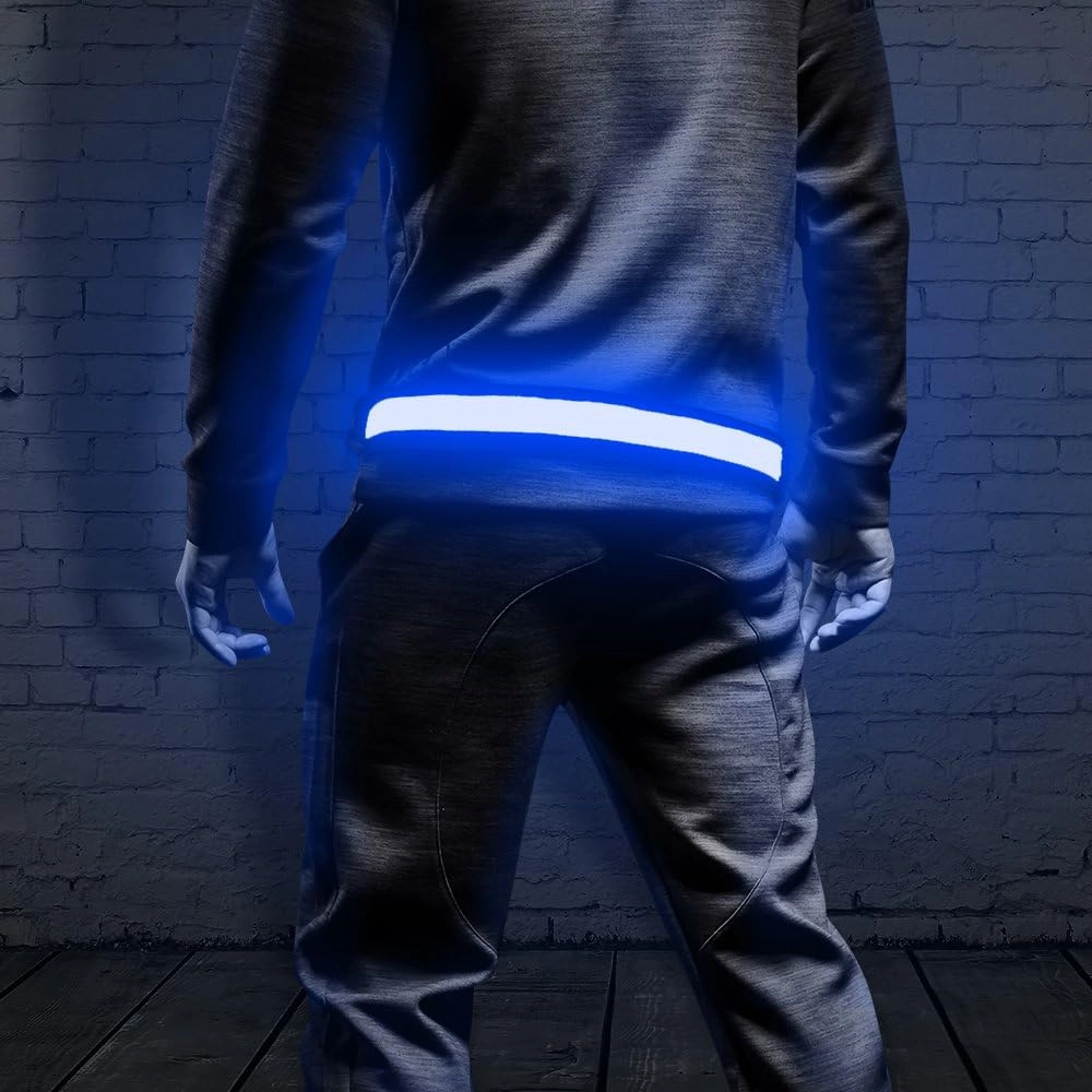 BSEEN LED Running Waist Belt - USB Rechargeable Reflective Glowing LED Waistband, Flashing Safety Light Belt for Runners, Joggers, Walkers, Pet Owners, Cyclists