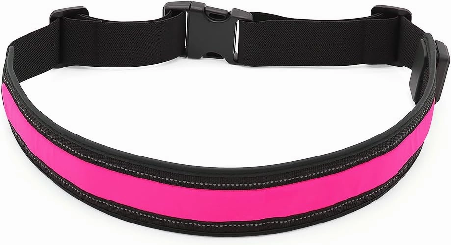 BSEEN LED Running Waist Belt - USB Rechargeable Reflective Glowing LED Waistband, Flashing Safety Light Belt for Runners, Joggers, Walkers, Pet Owners, Cyclists