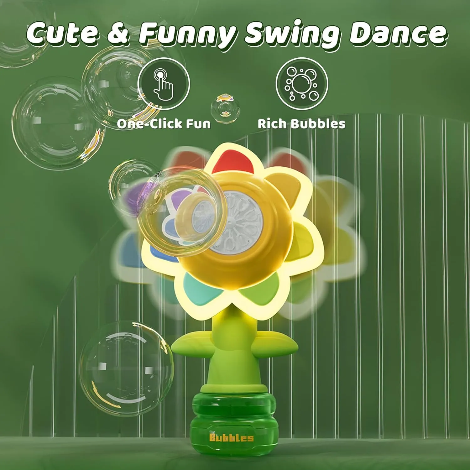 Bubble Machine for Kids, Automatic Sunflower Bubble Maker for Toddlers, Portable Battery Operated Bubble Toys for Indoor Outdoor Birthday Party-Yellow