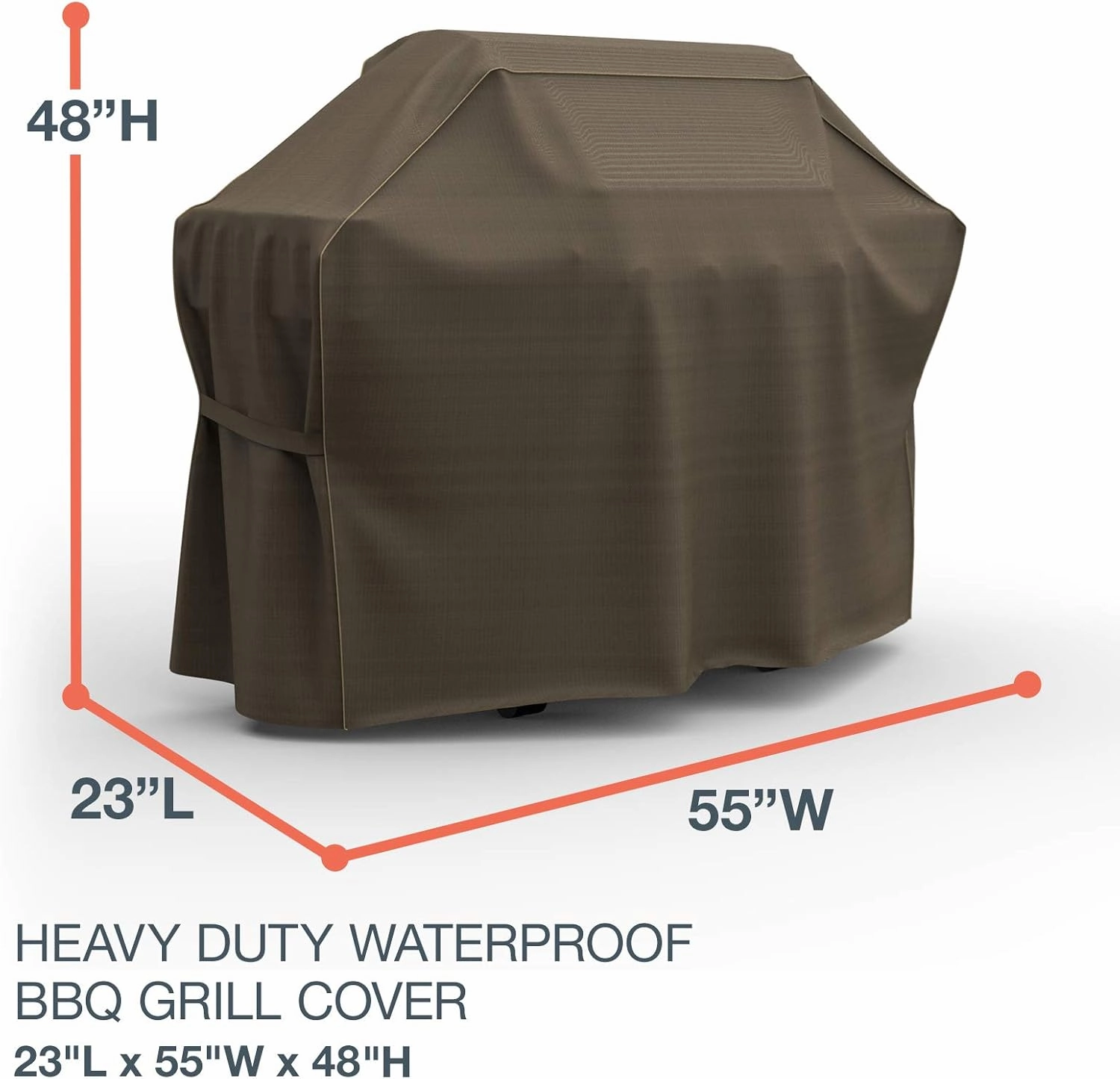 Budge StormBlock Hillside BBQ Grill Cover Premium, Heavy Duty, Waterproof, Fits 55" Wide, Black and Tan Weave