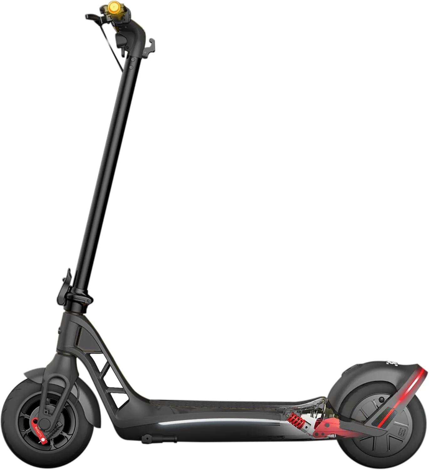 Bugatti - Electric Scooter - with LED Lights, Rear Brakes and Suspension, Turn Signal Support on Front & Back