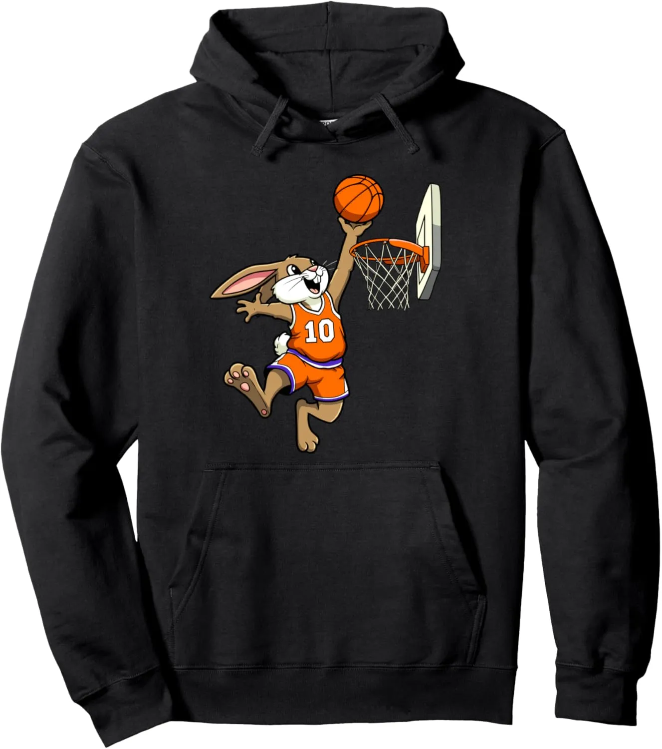 Bunny Rabbit Playing Dunking Basketball Easter Dunk Kids Pullover Hoodie