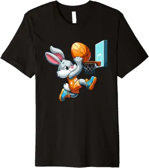 Bunny Rabbit Playing Dunking Basketball Easter Egg Dunk Kids Premium T-Shirt