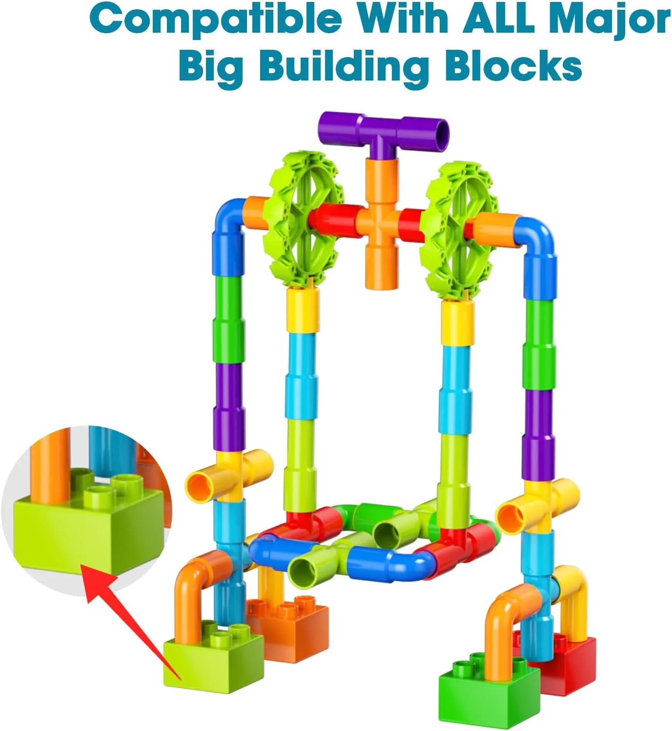 burgkidz Building Blocks STEM Pipe Tube Learning Toys Birthday Gifts, Educational Autistic Toy Compatible Building Pipeworks Constructions for Kids Boys Girls Ages 3 4 5 6 7 8 