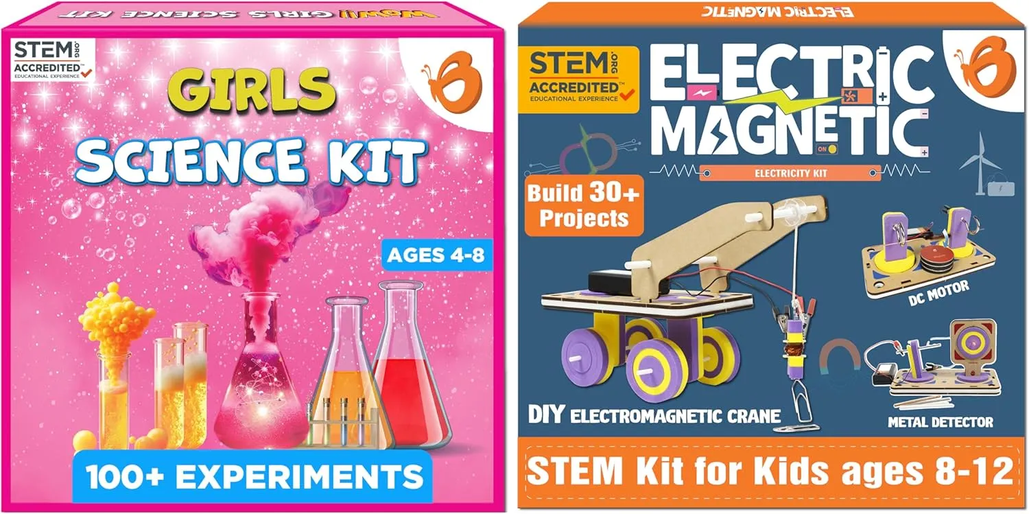 ButterflyEduFields 100  Girls Science Kit for Kids Ages 4 5 6 7 8 Years | Girls Science Experiments & 30in1 STEM Kits for Kids Age 8-10-12